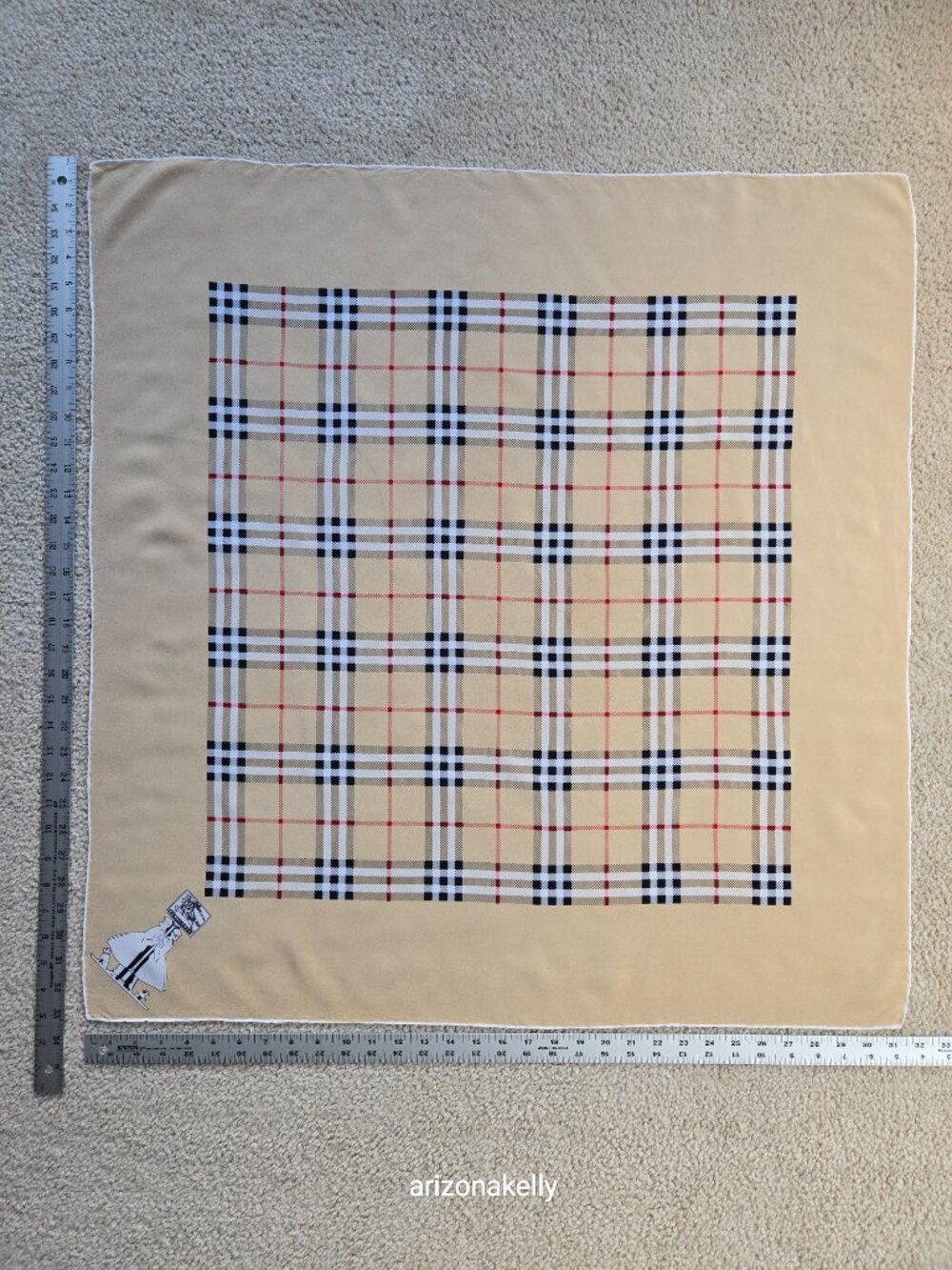 Vintage "Burberry's" Silk Scarf Nova Check Plaid Classic Burberry - Picture 4 of 16